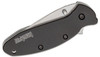 Kershaw Ken Onion Scallion Assisted Flipper Knife Stonewashed Plain Blade, Black Aluminum Handles