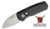 Pro-Tech Runt 5 Auto Folding Knife Stonewashed Wharncliffe Blade, Black Aluminum Handle