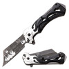 Dark Side Blades Silver Black Skull Spring Assisted Knife