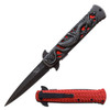 Dark Side Blades Silver Dragon Over Red Assisted Knife