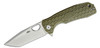 Honey Badger Large Flipper Knife Satin Tanto Blade, Green FRN Handles