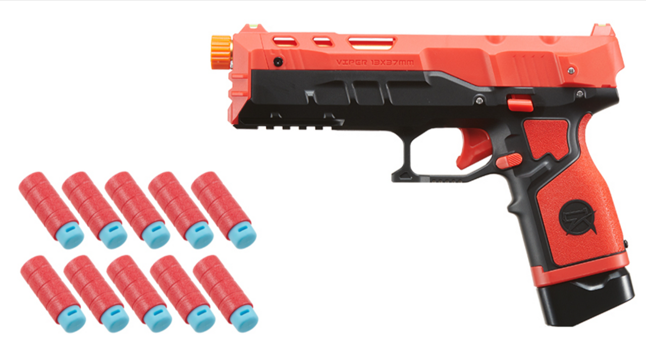 ZhenWei Viper Spring-Powered Foam Dart Pistol Blaster – Red/Black