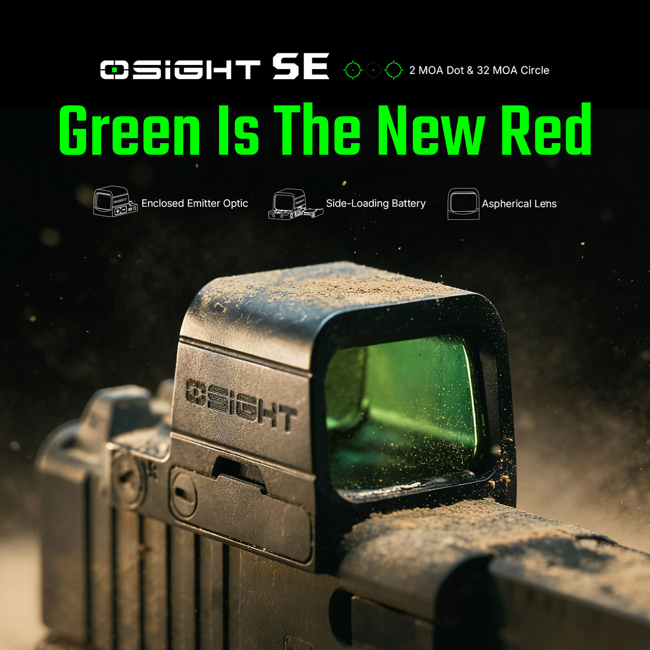 Olight Osight SE Enclosed Reflex Sight Green Multi-Reticle Optic