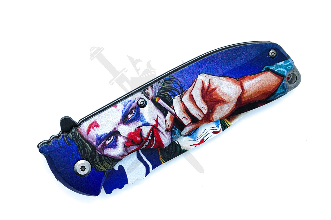Chaos Grin Tanto Spring Assisted Folding Knife – Joker Comic Style