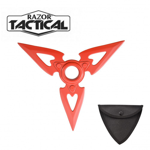 Razor Tactical Spinner 3 Blades Red Throwing Star with Puoch