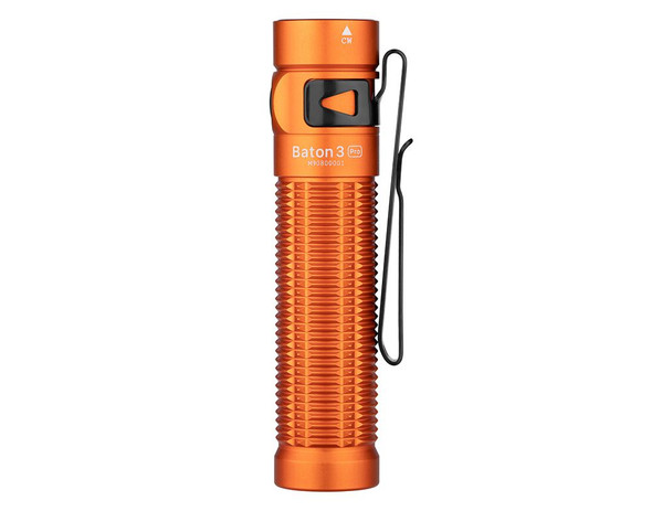 Olight Baton 3 Pro Rechargeable LED Flashlight Orange Cool White 1500 Max Lumens