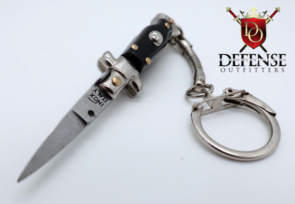 Micro INOX Italy Keychain Italian Switchblade Multi Black Acrylic Handle