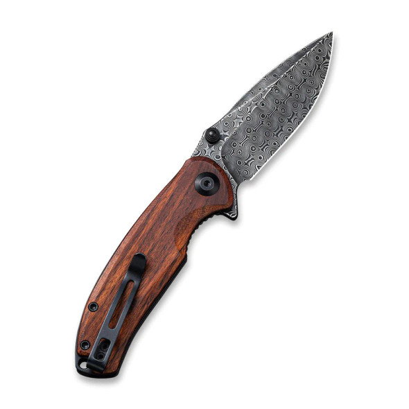 CIVIVI Pintail Flipper & Thumb Stud Knife Cuibourtia Wood Handle (2.98" Damascus Blade)