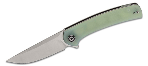 CIVIVI Knives Mini Asticus Flipper Knife 10Cr15CoMoV Satin Drop Point Blade, Jade Green (Natural) G10 Handles