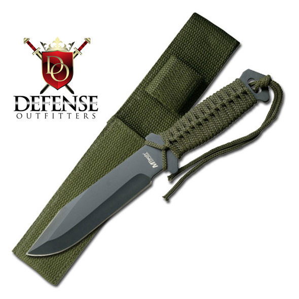 MTech USA Fixed Full Tang OD Green Paracord Wrapped Handle Side Carry Knife