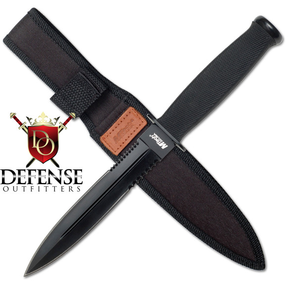 MTech Hog Hunter Black Double Edge Serrated Tactical Knife