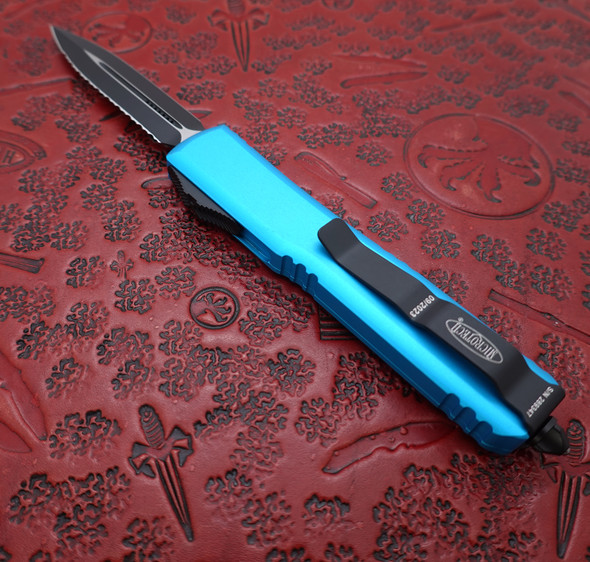 Microtech Ultratech Turquoise Double Edge Full Serrated OTF