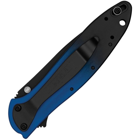 Kershaw Ken Onion Leek Assisted Flipper Knife CPM-MagnaCut Black Plain Blade, Blue/Black Gradient Aluminum Handle