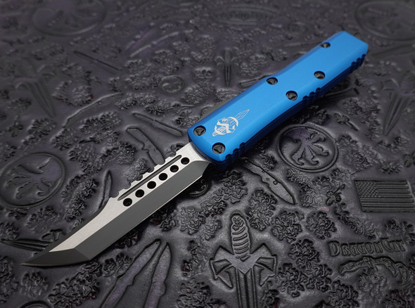Microtech UTX-85 719-1BLS Blue Handle Hellhound Tanto Tactical Black Standard OTF Automatic