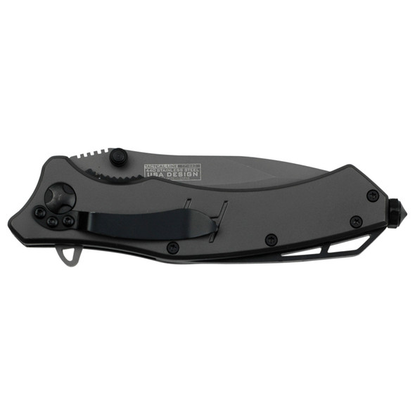 Tac-Force Spring Assisted Grey TiNite Coated Steel Handle with Glass punch