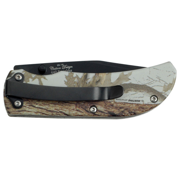 Elk Ridge Manual Folder Camo Brass Plated Elk Standard Drop Point