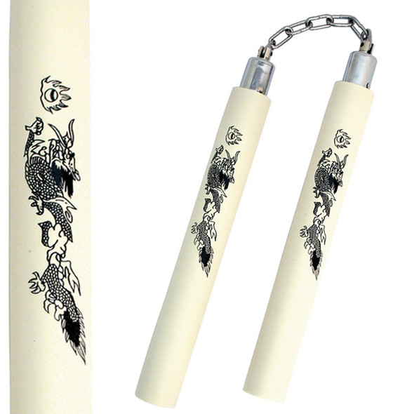 Blades USA White Foam Padded with Chain Practice Nunchaku