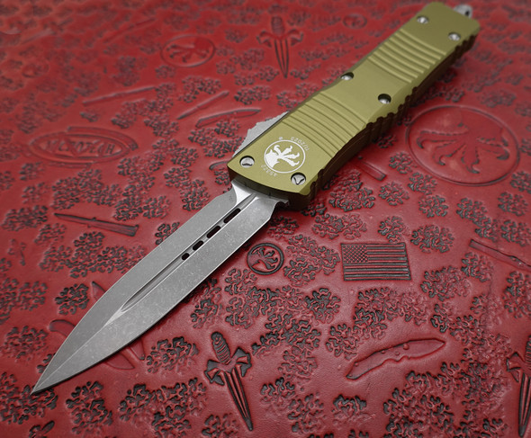 Microtech Combat Troodon OD Green Double Edge Apocalyptic Stonewash Standard