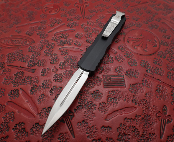 Microtech Dirac OTF Automatic Black Handle Double Edge Stonewash Standard Blade