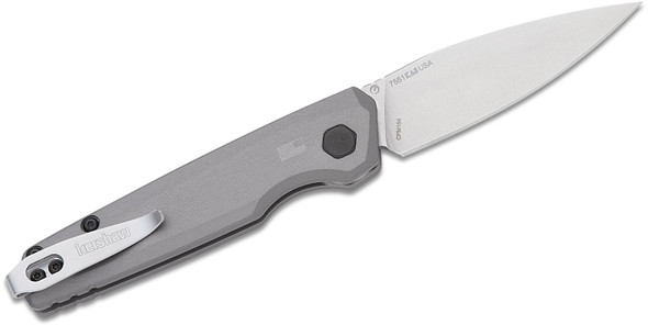 Kershaw 7551 Launch 18 Automatic Gray Handle Stonewashed Drop Point Blade