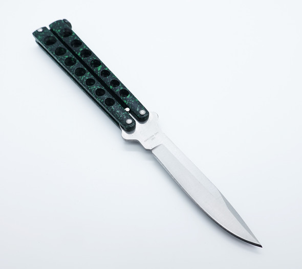 Heavy Duty Butterfly Balisong Knife with Holes - Green