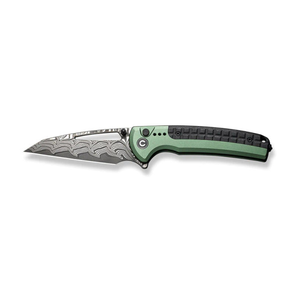 CIVIVI Sentinel Strike Flipper & Button Lock Knife Aluminum & FRN Handle (3.7" Damascus Blade)