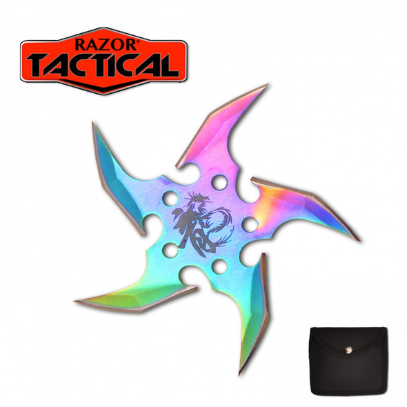 Razor Tactical Titanium Coated 5 Points Throwing Star with Sheath