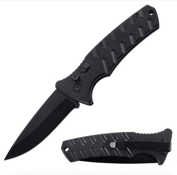 SwiftEdge Tactical Automatic Folding Knife - Clip Point - Black