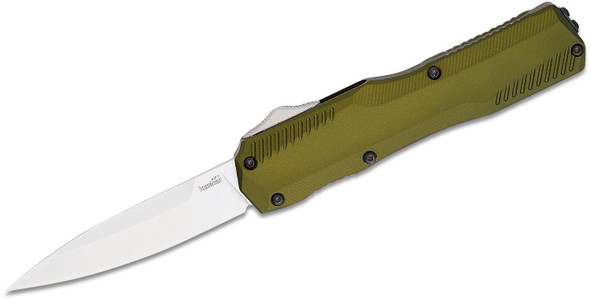 Kershaw Matt Diskin Livewire OTF Automatic Knife Stonewashed Spear Point Blade Olive Green Aluminum Handles