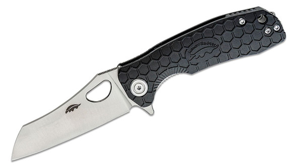 Honey Badger Small Flipper Knife Satin Wharncleaver Blade, Black FRN Handle