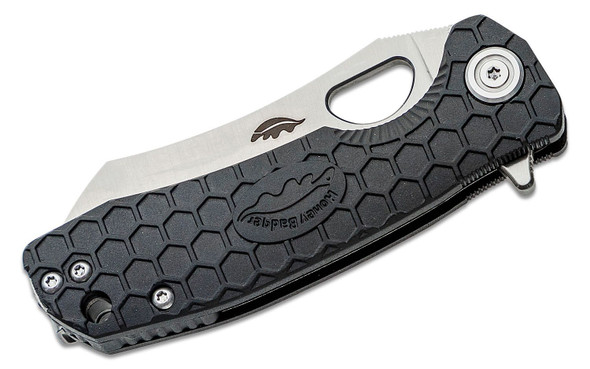 Honey Badger Small Flipper Knife Satin Wharncleaver Blade, Black FRN Handle