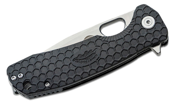 Honey Badger Large Flipper Knife Satin Tanto Blade, Black FRN Handle