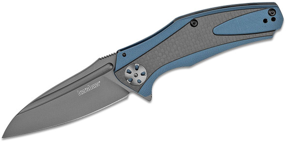 Kershaw Natrix Flipper Knife Ti Carbo-Nitride Drop Point Blade, Blue/Gray G10 Handles with Carbon Fiber Overlays, Frame Lock