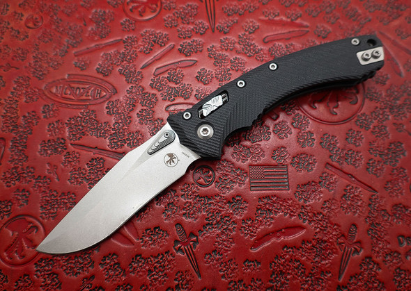 Microtech Amphibian Ram-Lok Black Fluted G-10 Handle Stonewashed Standard Blade