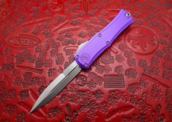 Microtech Hera II Mini Automatic OTF Purple Handle Stonewash Bayonet Standard Blade