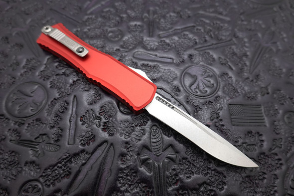 Microtech Hera II Mini Recurve OTF Automatic Red Stonewash Standard Blade