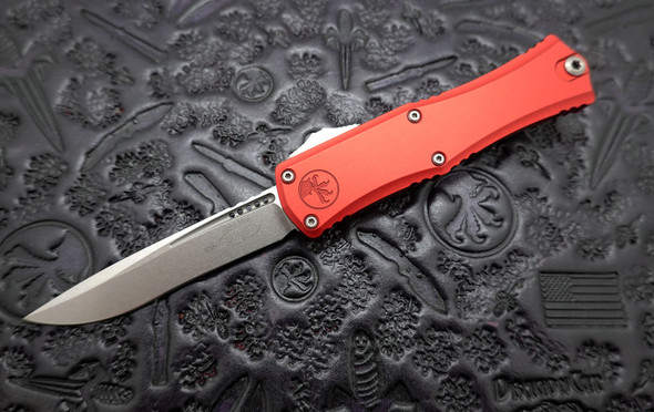 Microtech Hera II Mini Recurve OTF Automatic Red Stonewash Standard Blade