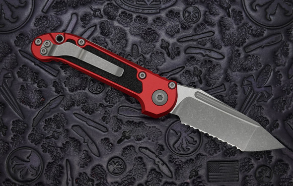 Microtech LUDT Gen III Automatic - Apocalyptic Serrated Tanto Blade with Red Aluminum Handle