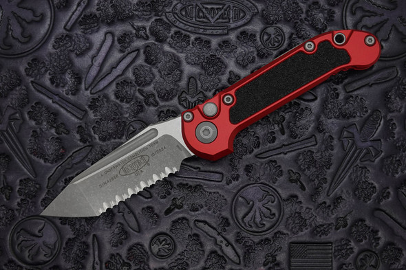 Microtech LUDT Gen III Automatic - Apocalyptic Serrated Tanto Blade with Red Aluminum Handle