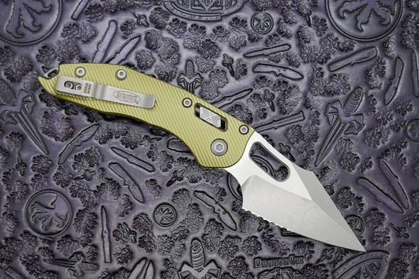 Microtech Stitch RAM-LOK Manual Folding Knife – OD Green Handle, Apocalyptic Spear Point Combo Blade