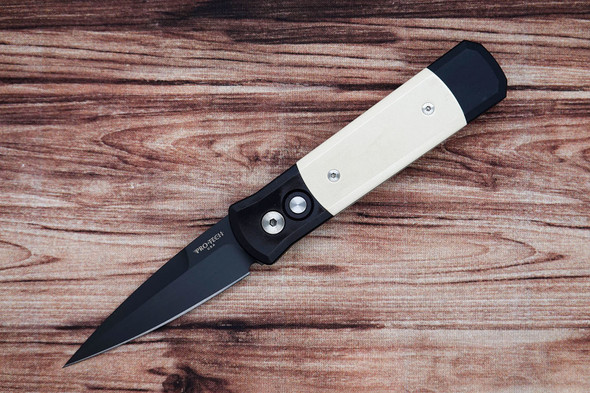 Pro-Tech Godfather Tuxedo Automatic Knife – 952 Black DLC Blade