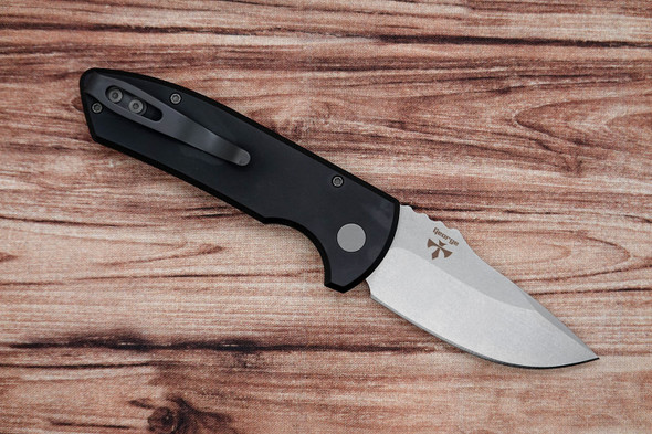 Pro-Tech Les George SBR Automatic Knife – LG401 Stonewashed Blade with Black Aluminum Handle