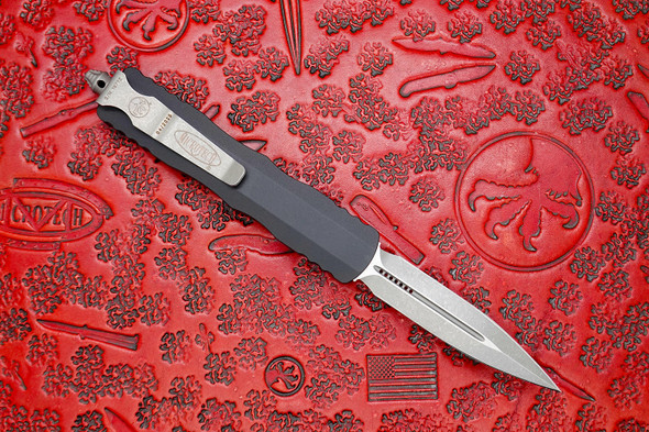 Microtech Dirac OTF Knife – Apocalyptic Double Edge Dagger, Black Handle