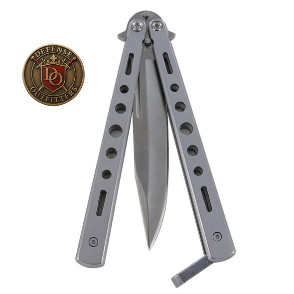 Heavy Duty Tilt-A-Whirl Balisong – 9" Silver Butterfly Knife | Stainless Steel Construction