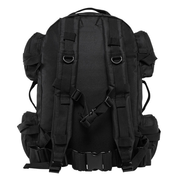 Rear view highlighting dual shoulder straps, sternum buckle, and MOLLE compatibility