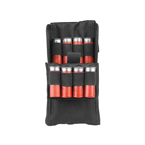 Open pouch showing 25 red 12-gauge shells in organized elastic loops