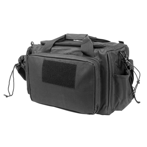 Rear view showing loop fastener panel and side-mounted pouch