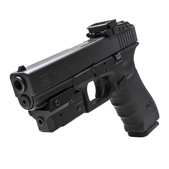 Vism Compact Green Laser mounted on Glock-style pistol