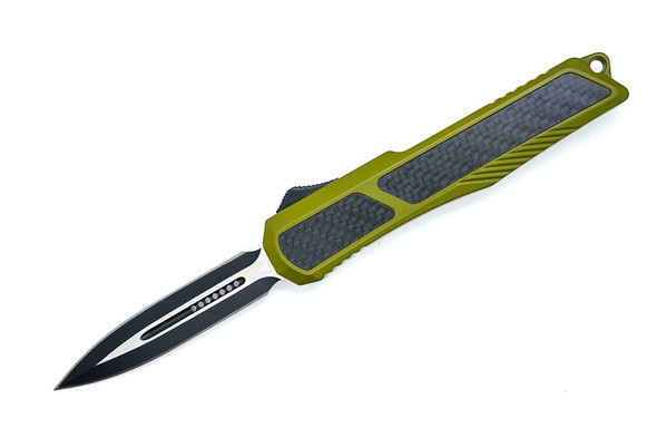 Shadow Viper OTF angled view with double edge two-tone blade deployed