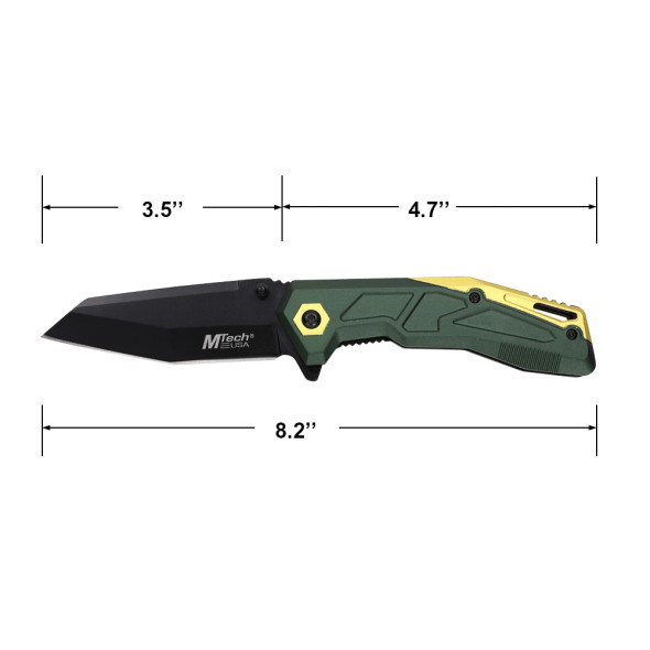 MT-A2034OD folding knife closed view highlighting anodized aluminum handle